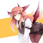  1girl bespectacled glasses head_wings highres koakuma kurokuro long_hair pink_hair solo touhou violet_eyes wings 