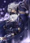  2boys armor brothers cape cecil_harvey dissidia_final_fantasy final_fantasy final_fantasy_iv gloves golbeza grey_eyes height_difference hug hug_from_behind male miyano_(homura-mk) multiple_boys pauldrons siblings smile surprised white_hair 