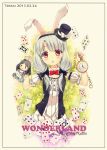  alice_(wonderland) alice_in_wonderland animal_ears bowtie card character_doll detached_sleeves hairband hat mini_top_hat personification playing_card pocket_watch rabbit_ears red_eyes terras top_hat twintails watch white_hair white_rabbit 