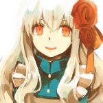  1girl apron blonde_hair flower hair_flower hair_ornament kagerou_project lemontea long_hair mary_(kagerou_project) red_eyes ribbon smile solo souzou_forest_(vocaloid) 