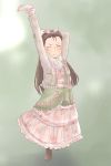  1girl arms_up closed_eyes colored highres idolmaster long_hair maiko_(yoshida308) minase_iori solo stretch 