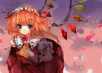  1girl absurdres ascot blonde_hair bow flandre_scarlet flower highres maaboo_(asuka1026) no_hat no_headwear red_eyes ribbon short_hair side_ponytail solo touhou wings 
