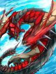  blue_eyes dragon fire flying monster monster_hunter no_humans rathalos scales solo spikes tail ten_(prop03) wings 