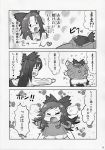  2girls alternate_costume apron black_hair bloomers blush bow cape comic flying_sweatdrops hair_bow highres kindergarten_uniform kokuu_haruto long_hair mother_and_daughter multiple_girls open_mouth reiuji_utsuho smile sweater touhou translation_request underwear wings young 