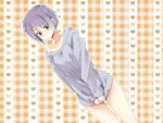  1girl heart holding nagato_yuki purple_hair rei_(rsoujou) shirt short_hair suzumiya_haruhi_no_yuuutsu tagme thighs 